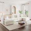 Comfort U Shaped Couch with Reversible Chaise, Modular Large U-Shape Sectional Sofa, Double Extra Ottomans,White Chenille