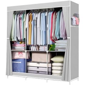 Portable Closet Storage Organizer Clothes Wardrobe Shoe Clothing Rack Shelf Dustproof Non-woven Fabric, Quick and Easy to Assemble