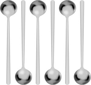 6 Pack Coffee Spoons, Round Dessert Spoons, Stainless Steel Tea Spoon Set for Chocolate, Cake,Ice Cream