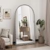 Iron Arch Retro Full Length Mirror With Supporting Feet, For Living Room, Bedroom (Silver)