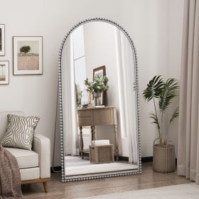 Iron Arch Retro Full Length Mirror With Supporting Feet, For Living Room, Bedroom (Silver)