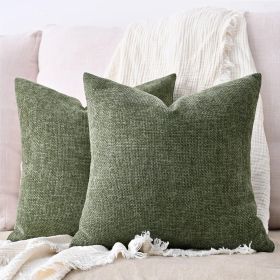 Set of 2 Chenille Linen Decorative Throw Pillow Covers 18x18 Inch Textured Farmhouse Pillow Covers for Bed Couch Sofa Living Room Rustic Cushion Cases
