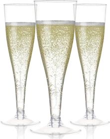 Set of 24 Clear Plastic Champagne Flutes - 4.5 oz Capacity Shatterproof Disposable Glasses - Suitable for Weddings, Cocktail Parties