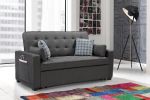 William 70" Modern Gray Fabric Sleeper Sofa with 2 USB Charging Ports and 4 Accent Pillows