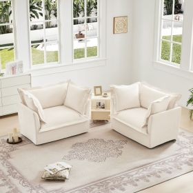 Set of 2 Slipcovered Armchairs,Deep Seat Accent Chair Set for Living Room, Reading Room, Bedroom and Working Spaces