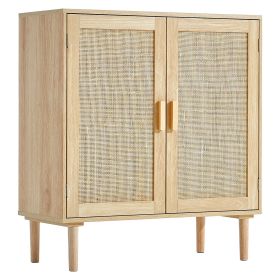 VEVOR Rattan Cabinet, Rattan Storage Cabinet 31.5inch with 2 Magnetic Doors and Adjustable Shelves, Sideboard Buffet Cabinet for Hallway, Entryway