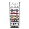 10 Tier Shoe Rack for 30 Pairs Freestanding Modular Organizer with Black Gray Tubes and Fabric Shelves Space Saving Shoe Storage for Entryway Closet D