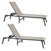Outdoor Chaise Lounge Chair Set of 2, 400 lbs Weight Capacity, Foldable Sun Tanning Chair, 5 Adjustable Positions, Easy Assembly