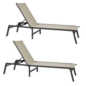 Outdoor Chaise Lounge Chair Set of 2, 400 lbs Weight Capacity, Foldable Sun Tanning Chair, 5 Adjustable Positions, Easy Assembly