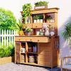 [Assembly Video Provided] 65.7'' H Tall Garden Potting Bench Table with Hutch,Patio Storage Workstation with 3 Shelves,6 Drawers