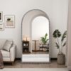 Iron Arch Retro Full Length Mirror With Supporting Feet, For Living Room, Bedroom (Silver)