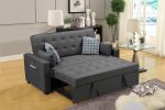 William 70" Modern Gray Fabric Sleeper Sofa with 2 USB Charging Ports and 4 Accent Pillows