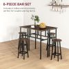 Bar Table Set of 6 Bar Table and Stools for 4 2 Breakfast Tables and 4 Stools for Living Room Dining Room Rustic Brown