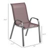Set of 4 Outdoor Dining Chairs, Stackable Patio Chairs with High Back, Breathable Mesh Seat for Garden Lawn, Brown