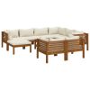 Garden Lounge Set Cream cushions with natural wood finish