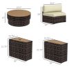 Outsunny 8 Piece Patio Furniture Set with 4 Rattan Sofa Chairs & 4 Tables with Storage & Umbrella Hole, Mixed Brown