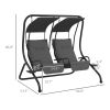 2-Seater Outdoor Porch Swing with Canopy, Patio Swing Chair for Garden, Poolside, Backyard, Gray