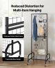 Grid Wall Panel, 1.9 x 5.4 ft Wire Grid Panels Display Rack, Movable Art Display Shelf with Wheels and 10 Hooks