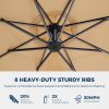 10ft Offset Hanging Patio Umbrella with 32 LED Lights and Easy Tilt Adjustment, Market Outdoor Umbrella Shade for Backyard, Poolside, Beach and Garden