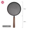 WANGYUANJI Cast Iron Pizza Pan 7.9", Uncoated Pancake Skillet for Indoor and Outdoor, Non-Stick Skillet with Wooden Handle, Handmade Pancakes, Pizza