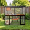 Wooden Catio Outdoor Cat Enclosure Large Cat House for Mulitiple Cats Walk ,Indoor 4 Tier Cat Enclosures House