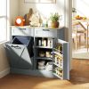 10 Gallon Farmhouse Kitchen Cabinet with Hidden Trash Can and 2 Drawers, Tilt Out Trash Can Cabinet for Kitchen, Gray