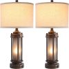 Set of 2 Farmhouse Lamps for Living Room, Rustic Vintage Bedroom Nightstand Table Lamp