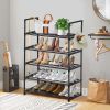 5 Tiers Shoe Rack with Hook, Stackable Shoe Organizer Storage for Shoe and Boot, Shoe Shelf for Closet, Entryway, Dorm, Garage