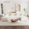 Comfort U Shaped Couch with Reversible Chaise, Modular Large U-Shape Sectional Sofa, Double Extra Ottomans,White Chenille
