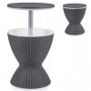 Gray Outdoor Imitation Rattan Ice Cooler Side Table 8Gal 2-Height Adjustable with Drain Plug