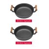 WANGYUANJI 11.8"Pancake Griddle with Wooden Handle, Cast Iron Skillet, Uncoated Pan for Home, Thickened Non-Stick Skillet