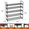 5 Tiers Shoe Rack with Hook, Stackable Shoe Organizer Storage for Shoe and Boot, Shoe Shelf for Closet, Entryway, Dorm, Garage