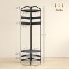 HOMCOM Corner Hall Tree, Industrial 4-Tier Coat Rack with Shoe Storage, 8 Movable Hooks and 2 Shelves for Hallway, Black