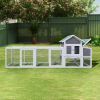 122" Large Gray Wood Chicken Coop Hen House Pet Rabbit Hutch Wooden Pet Cage Backyard with Nesting Box