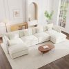 Comfort U Shaped Couch with Reversible Chaise, Modular Large U-Shape Sectional Sofa, Double Extra Ottomans,White Chenille