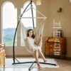 Heavy Duty Hammock Chair Stand C Shaped Solid Steel Hanging Chair Frame with Spring Hook and Buckle Indoor Outdoor Patio Deck Treehouse Porch Lounger