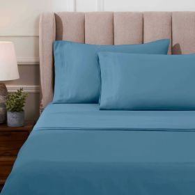 Egyptian Cotton 1000 Thread Count Solid Sheet Set Olympic Queen (Color: Medium Blue, size: Olympic Queen)