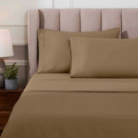 Egyptian Cotton 1000 Thread Count Eco-Friendly Solid Sheet Set (Color: Taupe, size: Queen)