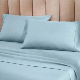 1200 Thread Count Cotton Blend 2 Piece Solid Pillowcase Set (Color: Light Blue, size: King)