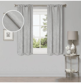 Waverly Geometric Washable Room Darkening Blackout Curtains, Set of 2 (Color: Chrome, size: 26" X 63")