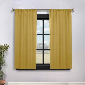 Solid Room Darkening Rod Pocket Blackout Curtain Panels, Set of 2 (Color: Mustard Yellow, size: 36" x 63")