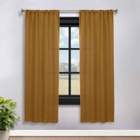 Solid Room Darkening Rod Pocket Blackout Curtain Panels, Set of 2 (Color: Camel, size: 36" x 72")