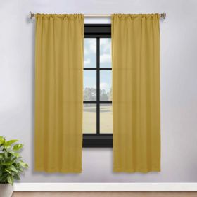 Solid Room Darkening Rod Pocket Blackout Curtain Panels, Set of 2 (Color: Mustard Yellow, size: 36" x 72")