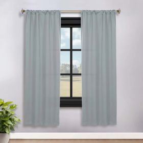 Solid Room Darkening Rod Pocket Blackout Curtain Panels, Set of 2 (Color: Stone Blue, size: 36" x 72")