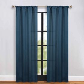 Solid Room Darkening Rod Pocket Blackout Curtain Panels, Set of 2 (Color: Marine Blue, size: 36" x 84")
