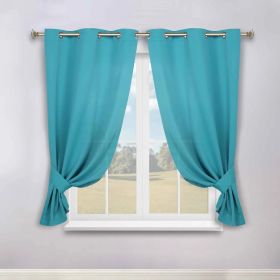 Classic Modern Solid Room Darkening Blackout Curtain Panels, Set of 2 (Color: Aqua, size: 46" x 63")