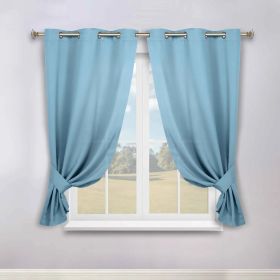 Classic Modern Solid Room Darkening Blackout Curtain Panels, Set of 2 (Color: Light Blue, size: 46" x 63")