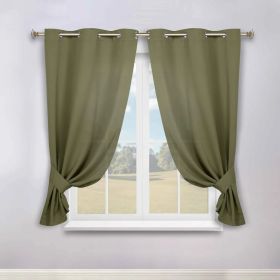 Classic Modern Solid Room Darkening Blackout Curtain Panels, Set of 2 (Color: Olive Green, size: 46" x 63")