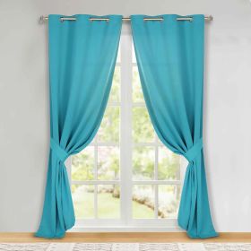Classic Modern Solid Room Darkening Blackout Curtain Panels, Set of 2 (Color: Aqua, size: 46" x 108")