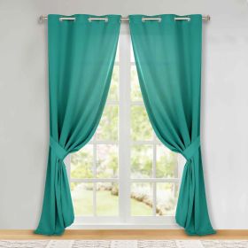 Classic Modern Solid Room Darkening Blackout Curtain Panels, Set of 2 (Color: Cerulean Blue, size: 46" x 108")